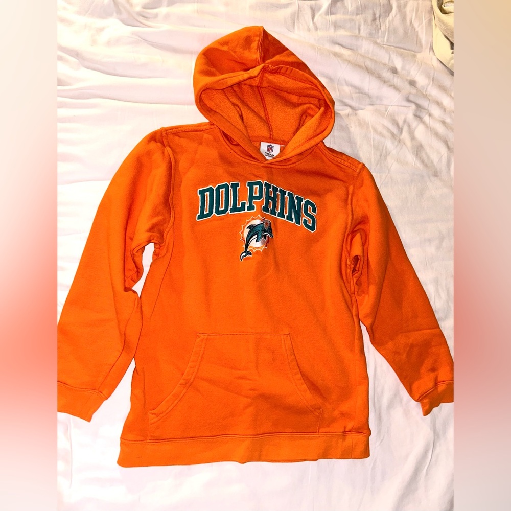 Dolphins NFL team hoodie, great condition sized for big kids L